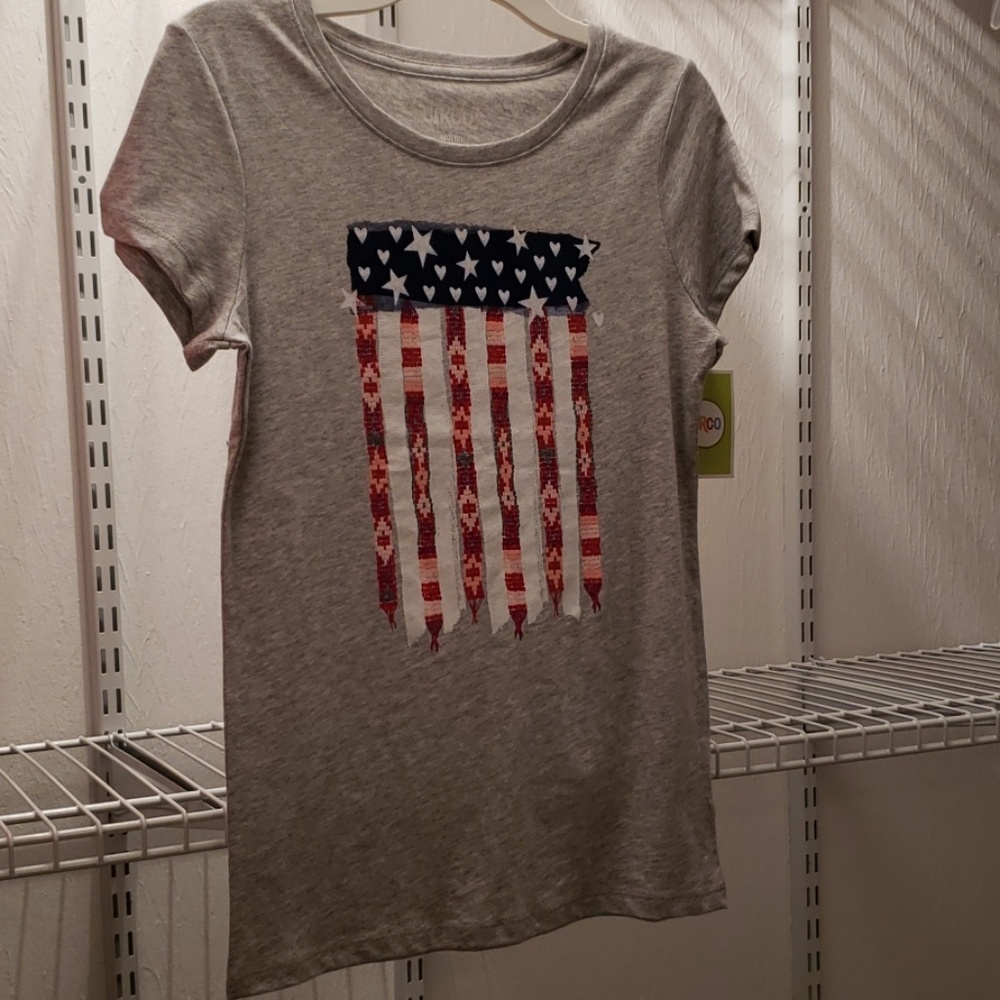 Girl's large graphic flag shirt